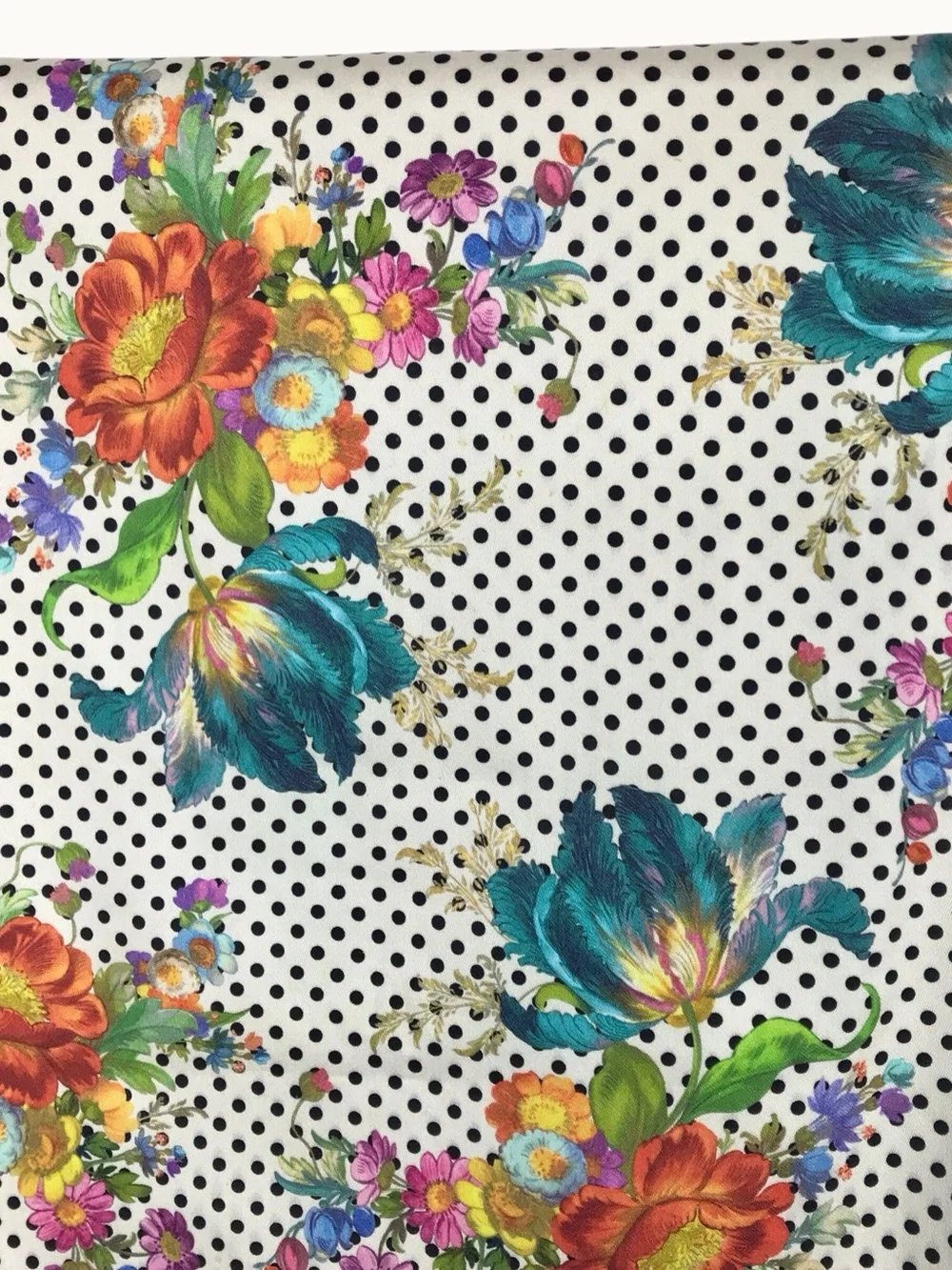 MacKenzie-Childs Flower Market Table Runner Polka Dot Reversable Pink Teal Rare